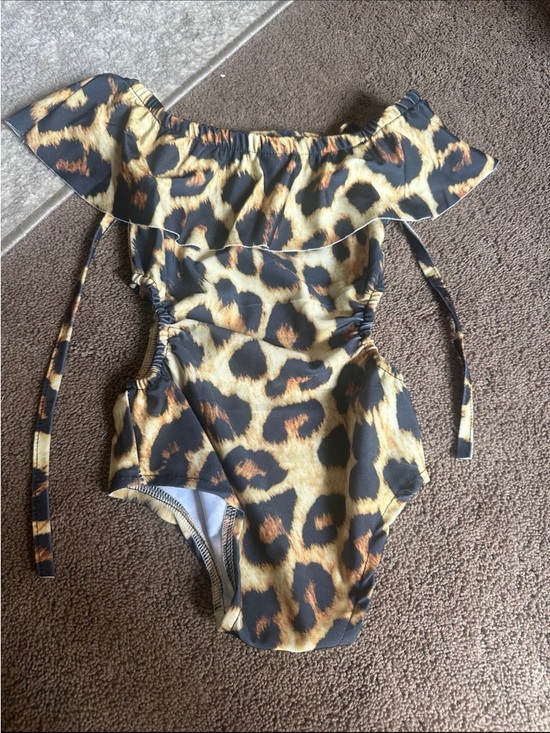 None Other - Leopard Print One-Piece Swimsuit for Kids - Yellow/Black